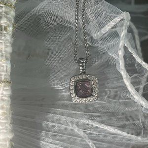 David Yurman Petite Pendant Necklace with Amethyst and Pave Diamonds
